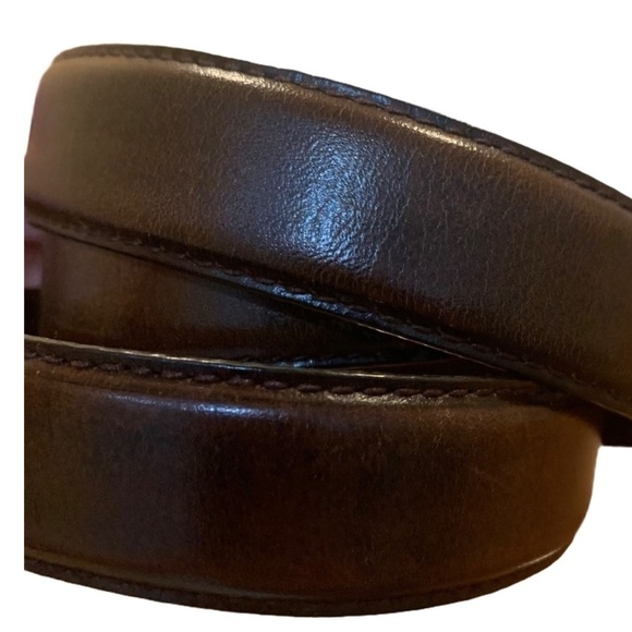 Fossil Brown Leather Belt Silver/Gold Buckle Sz M - Picture 4 of 9